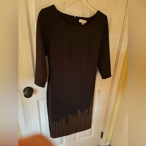 Calvin Klein Black Dress with Gold Detailing size 6